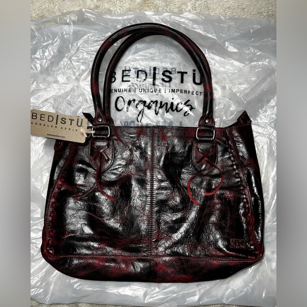 BED STU Rockababy Satchel Shoulder Crossbody Bag Purse Red Black Lux , EUC